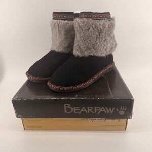 Bearpaw Womens Winter Ankle Boots Size 8 Faux Fur Lined Excellent Condition